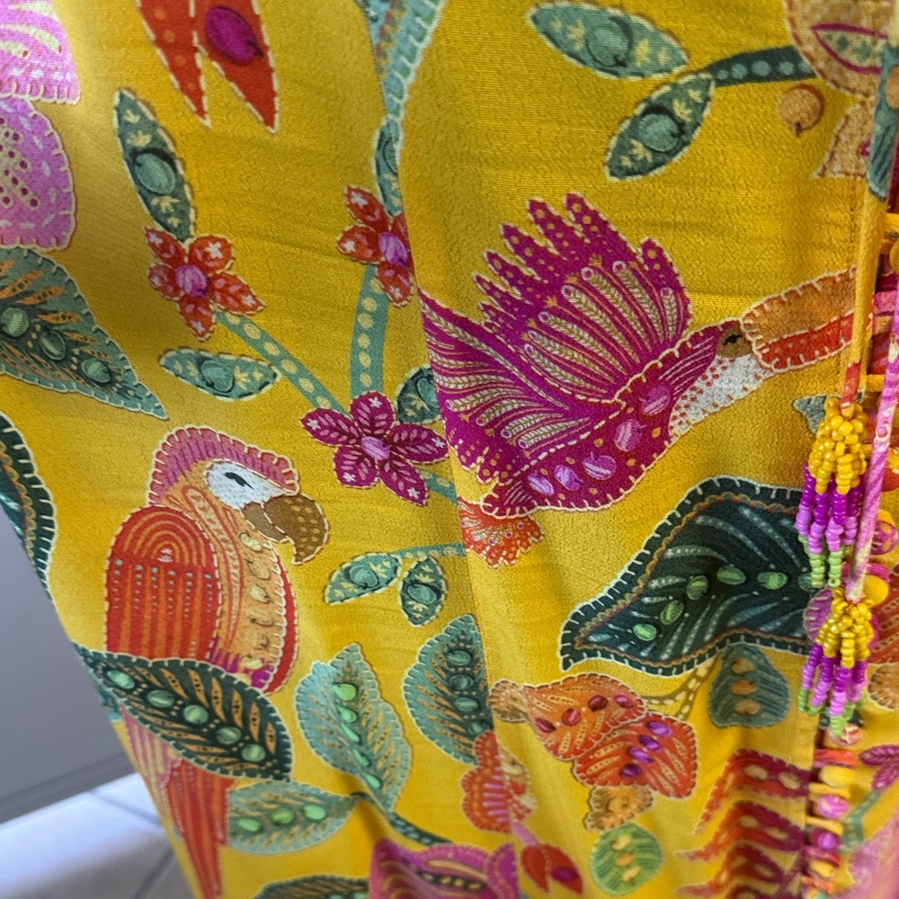 FARM Rio Yellow Floral Maxi Dress with Pink & Green Print - Picture 3 of 8